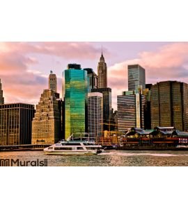 Sunset Time View of Manhattan, New York, USA Wall Mural