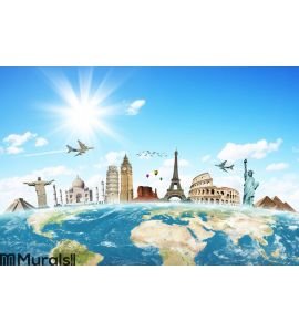 Travel the world clouds concept Wall Mural