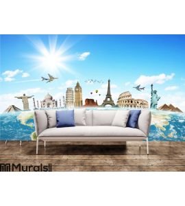 Travel the world clouds concept Wall Mural Wall art Wall decor