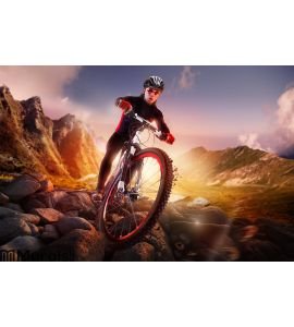 Mountain Bike cyclist riding Wall Mural Wall art Wall decor