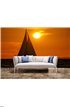 Sailboat-sunset-orange sky Wall Mural Wall Tapestry tapestries