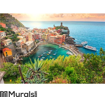 Vernazza village and stunning sunrise,Cinque Terre,Italy,Europe Wall Mural Wall art Wall decor