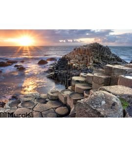 Sunset at Giant s causeway Wall Mural