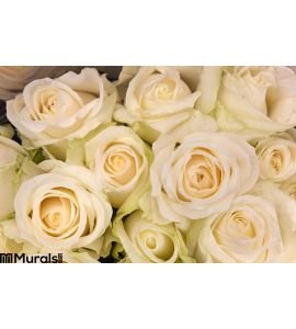 Bouquet of cream-white roses Wall Mural