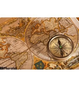 Old Map and Compass Concepts Wall Mural