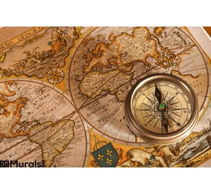 Old Map and Compass Concepts Wall Mural Wall art Wall decor