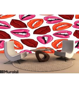 Pattern with red lips. Vector illustration. EPS10 Wall Mural Wall art Wall decor