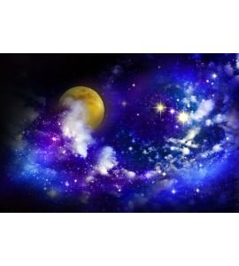 Stars Full Moon Night Sky Wall Mural