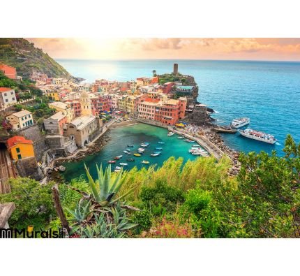 Vernazza Village Stunning Sunrise Cinque Terre Italy Europe Wall Mural Wall art Wall decor