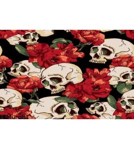 Skull and Flowers Seamless Background Wall Mural