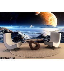 Alien Arena Ruins Under Two Moons Wall Mural Wall Tapestry tapestries