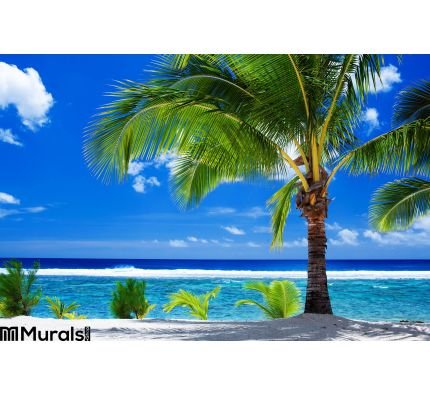 Single Palm Tree Overlooking Amazing Lagoon Wall Mural Wall Tapestry tapestries