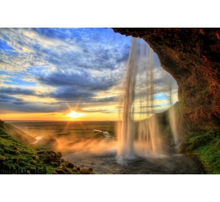 Seljalandfoss Waterfall Sunset Hdr Iceland Wall Mural Wall Tapestry tapestries