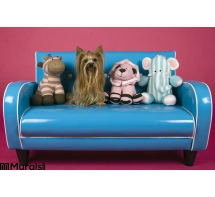 Dog Retro Blue Couch Wall Mural Wall Tapestry tapestries