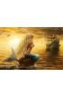 Sea Mermaid Ghost Ship Sunset Background Wall Mural Wall Tapestry tapestries