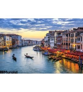 Gondolas Sunset Venice Wall Mural