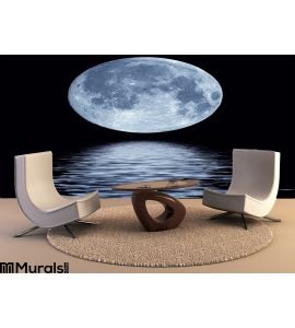 Full Moon Over Water Wall Mural Wall Tapestry tapestries