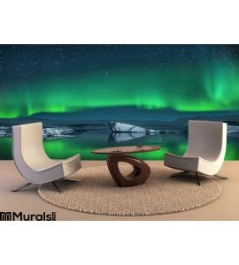 Icebergs Under Northern Lights Wall Mural Wall Tapestry tapestries