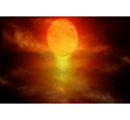 Red Moon Over Water Wall Mural Wall Tapestry tapestries