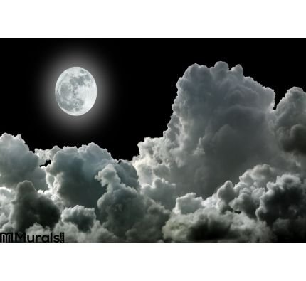 moon black and white clouds