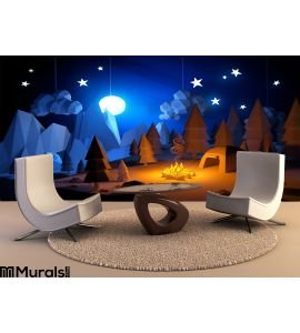 Low Poly Camping Adventure Wall Mural Wall Tapestry tapestries