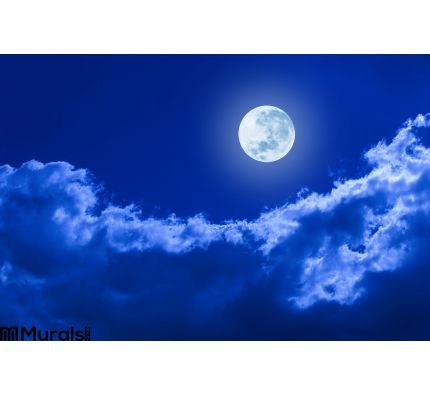 Full Moon Clouds Night Sky Wall Mural