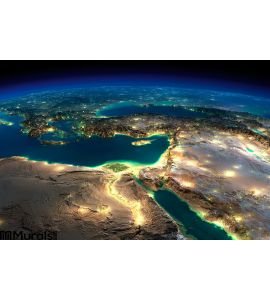 Night Earth. Africa and Middle East Wall Mural Wall art Wall decor