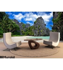 Beautiful wild beach among the rocks of El Nido.Philippines Wall Mural Wall art Wall decor