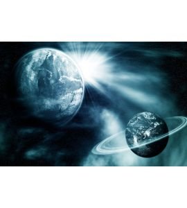 Space View Two Planets Wall Mural