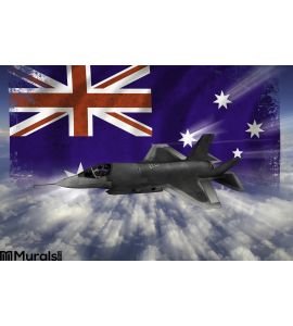 F 35 Modern Stealth Flighter Flag Australia Wall Mural
