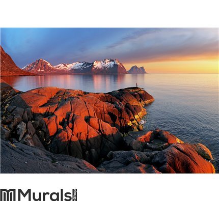 Ocean mountain panorama sunset - Norway Wall Mural Wall art Wall decor