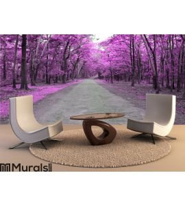 Forest road in autumn Wall Mural Wall art Wall decor