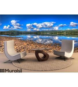 Mountains and lake with clear water Wall Mural Wall art Wall decor