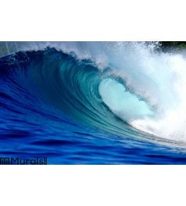 Blue surfing wave Wall Mural