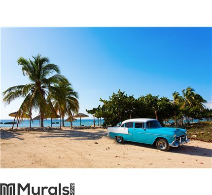 Old classic car on the beach of Cuba Wall Mural Wall Tapestry tapestries
