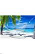 Hammock between palm trees on tropical beach Wall Mural Wall Tapestry tapestries