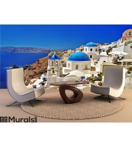 Vacations in Santorini Wall Mural Wall Tapestry tapestries
