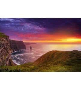 Amazing sunset at Cliffs of Moher Wall Mural