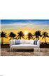 Fantastic tropical beach with palms at sunset Wall Mural Wall Tapestry tapestries