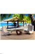 Tropical gazebo with chairs on a beach Wall Mural Wall Tapestry tapestries