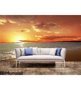Red Sky in the Ocean Wall Mural Wall art Wall decor